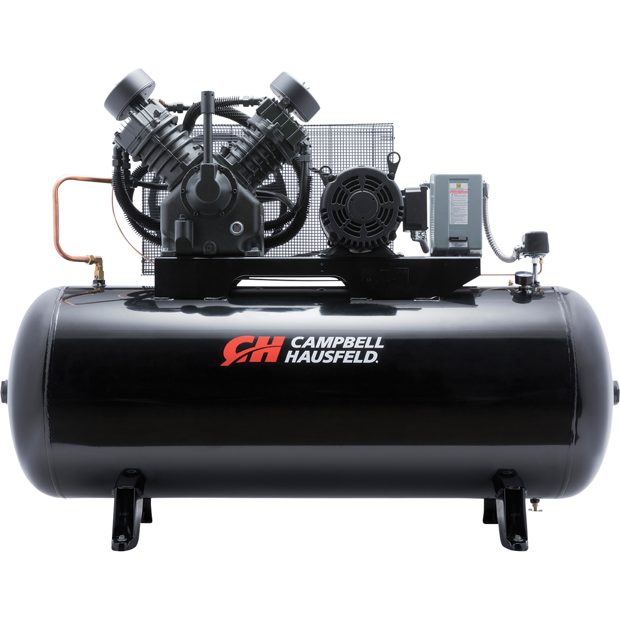 Campbell Hausfeld Two-Stage Air Compressor — 10 HP, 34.1 CFM @ 175 PSI, 208-230/460 Volt, 3 Phase, 120 Gallon Horizontal, Model# CE8001